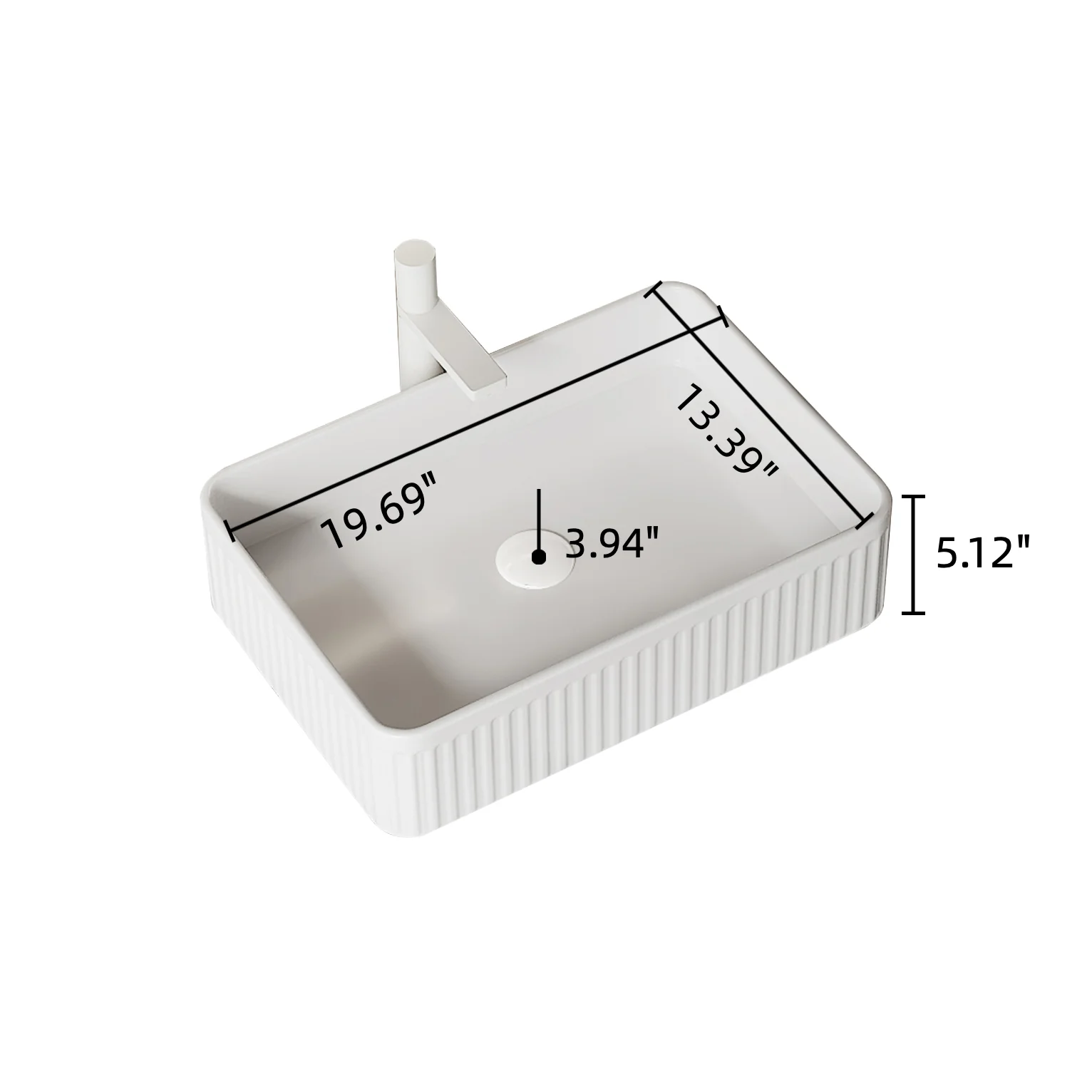 20" x 13" White Rectangular Ceramic Above-Counter Bathroom Sink - Image 4