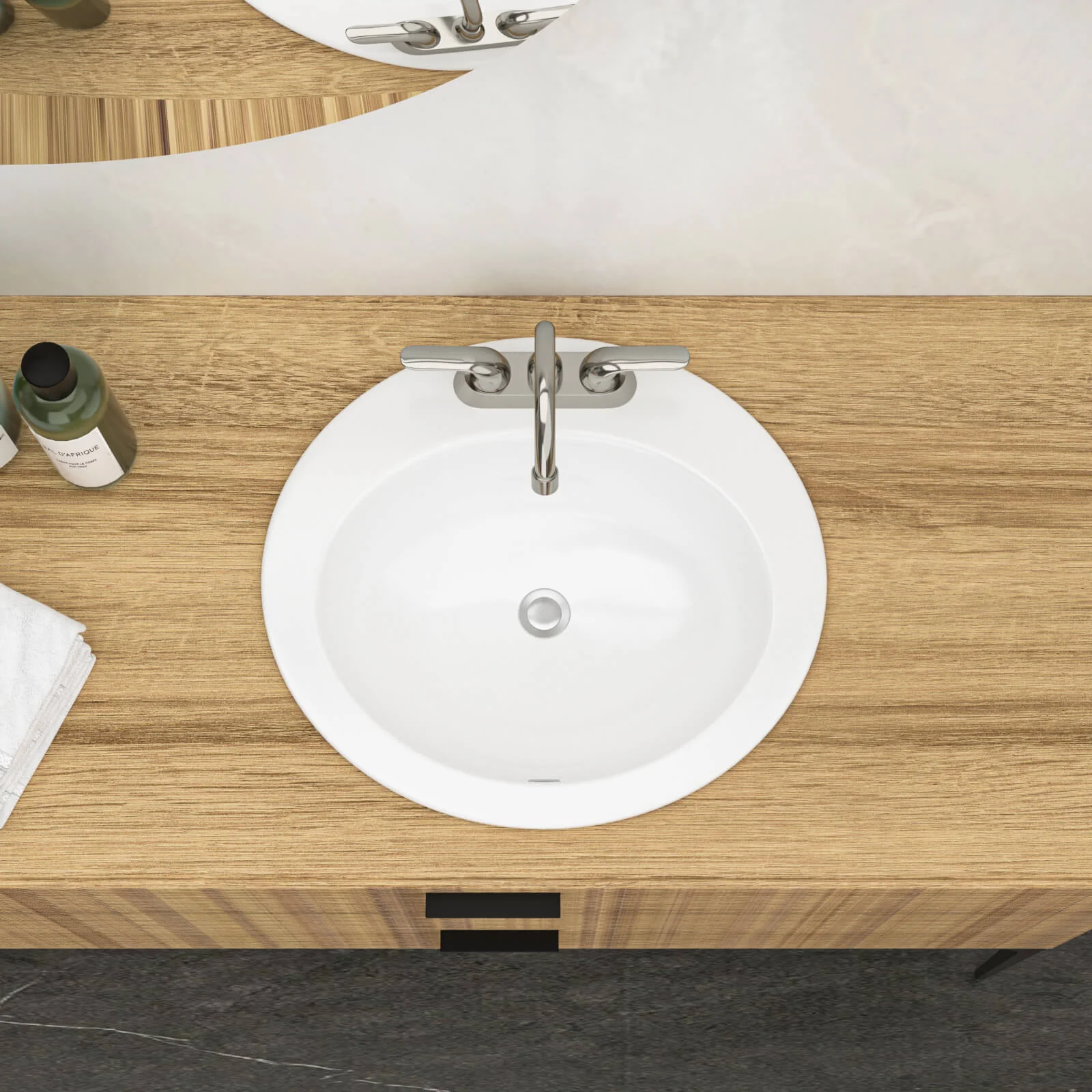 20" x 18" Drop-In Round Ceramic Bathroom Sink - Image 2