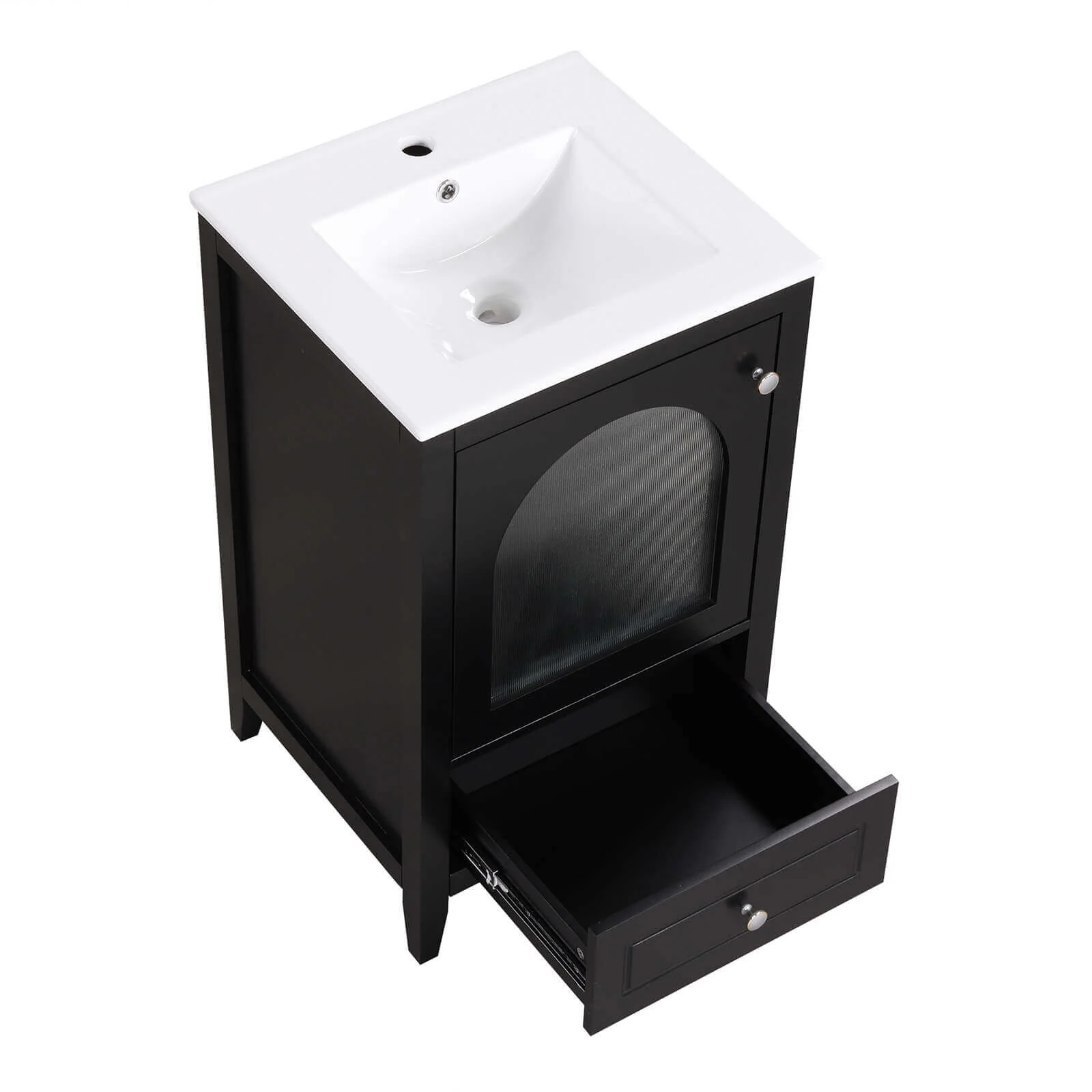 20" Black Bathroom Vanity with Clear Glass Door - Image 13