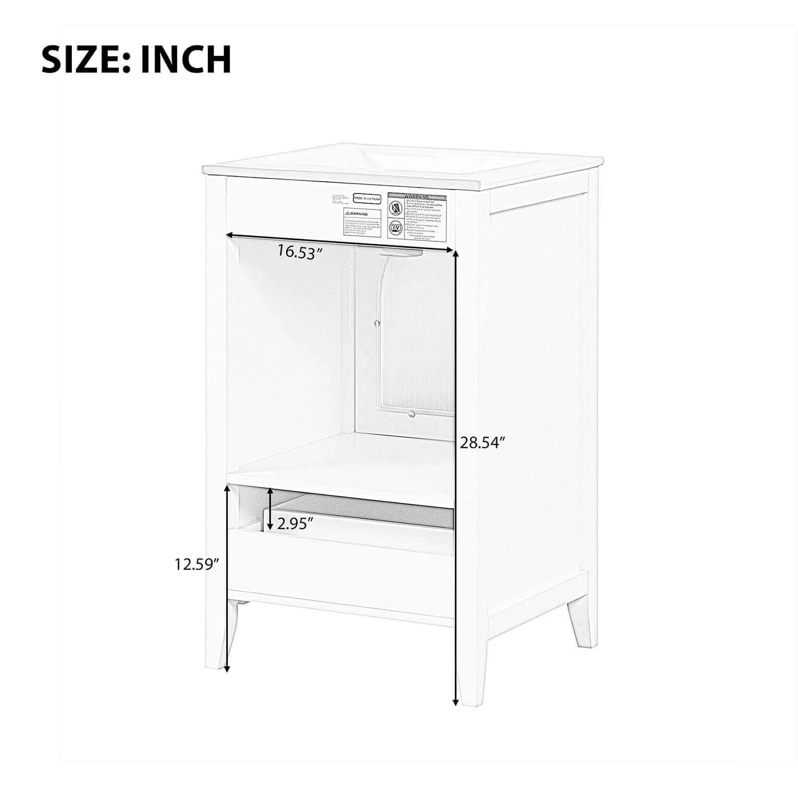 20" Black Bathroom Vanity with Clear Glass Door - Image 8