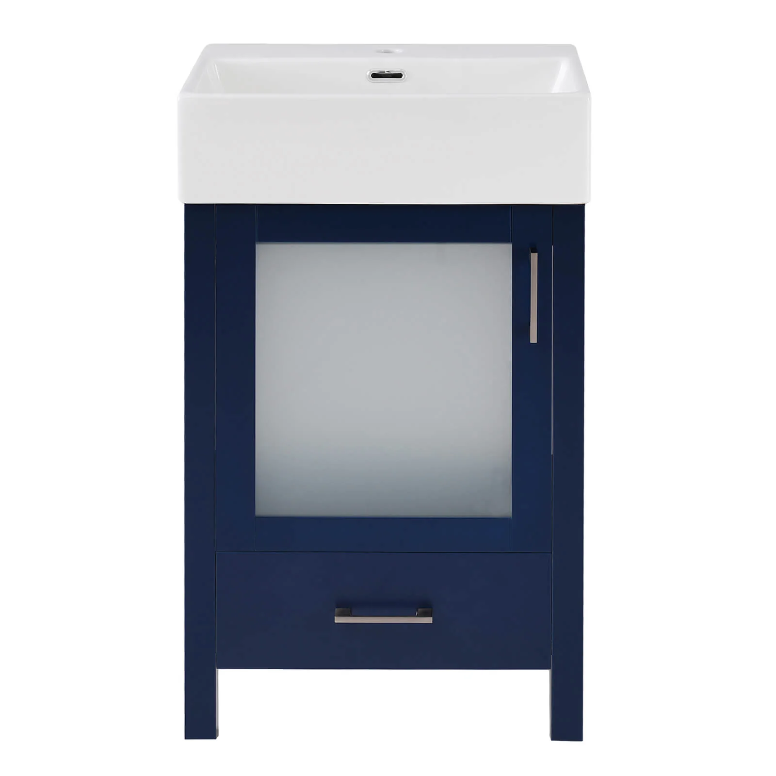 20" Blue Vanity with Frosted Glass Door - Image 11