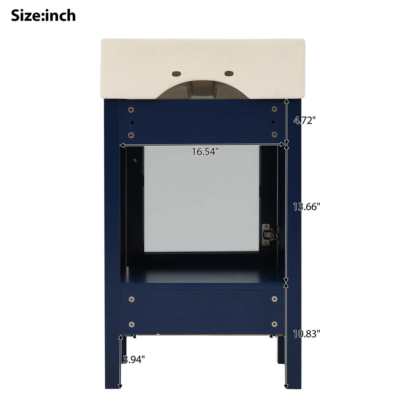 20" Blue Vanity with Frosted Glass Door - Image 9