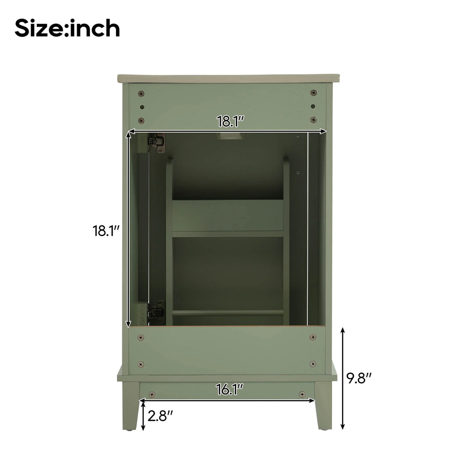 20" Sage Green Single-Door Bathroom Vanity - Image 16