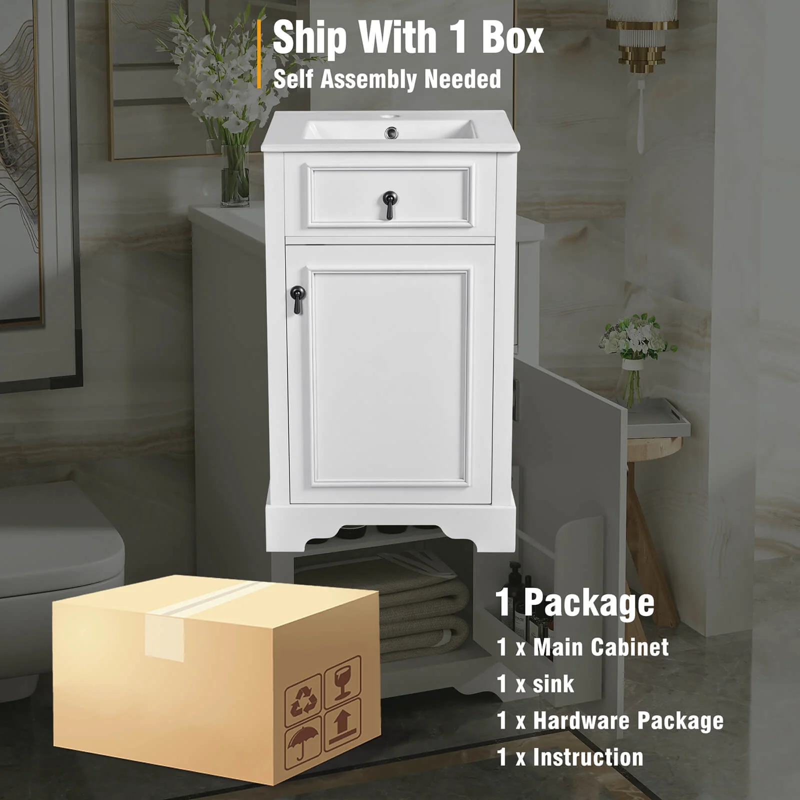 20" White Mid-Century Modern Freestanding Vanity - Image 7