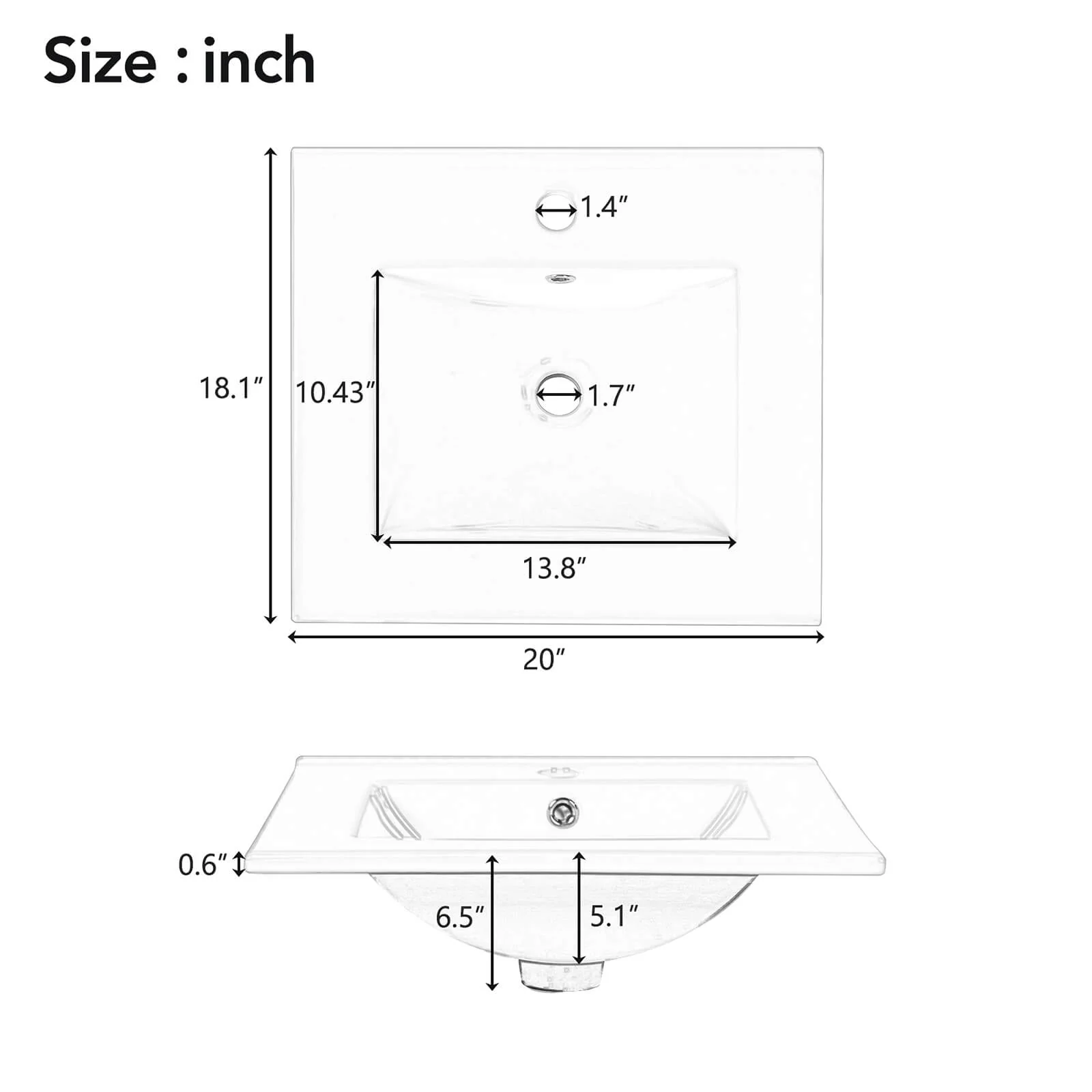 20" White Mid-Century Modern Freestanding Vanity - Image 9