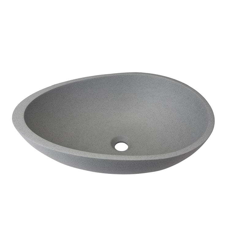 21''x15'' Modern Gray Bathroom Above Counter Sink Concrete Stone Egg Vessel - Image 4
