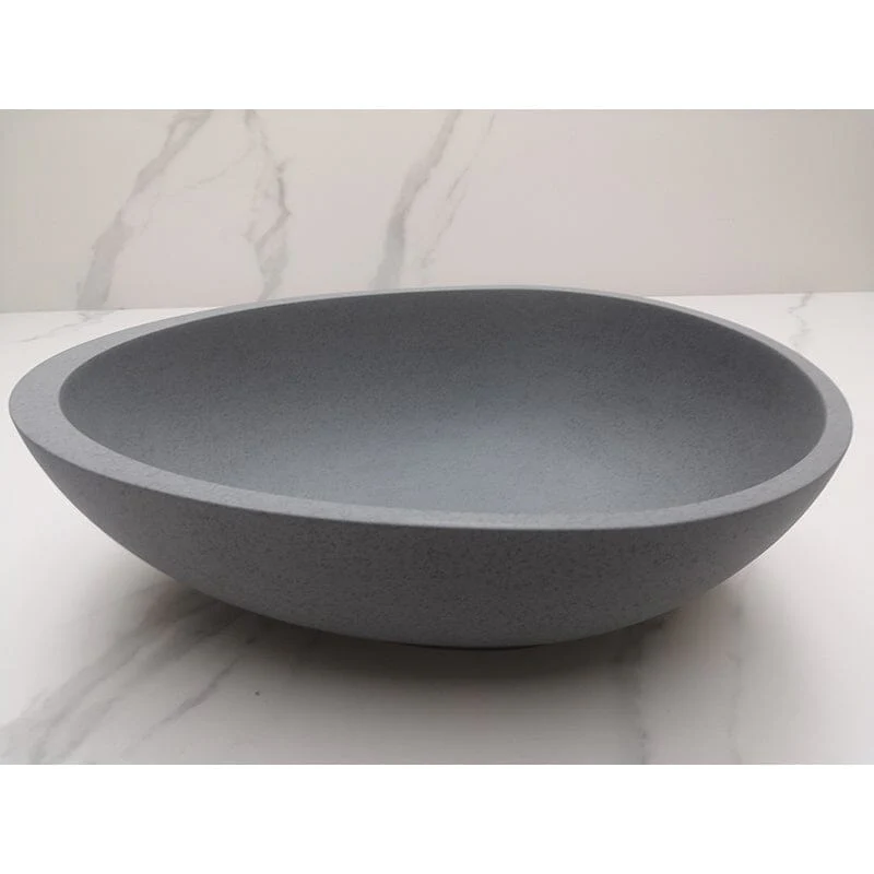 21''x15'' Modern Gray Bathroom Above Counter Sink Concrete Stone Egg Vessel - Image 7
