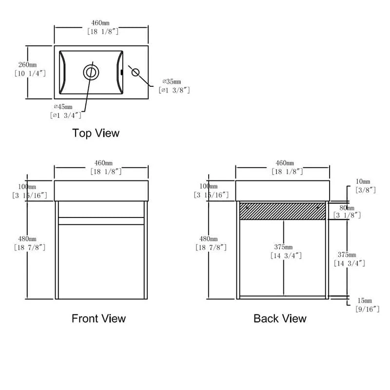 18'' Wall-Mounted Small Bathroom Vanity with White Resin Sink, Soft-Close Cabinet Door - Image 13