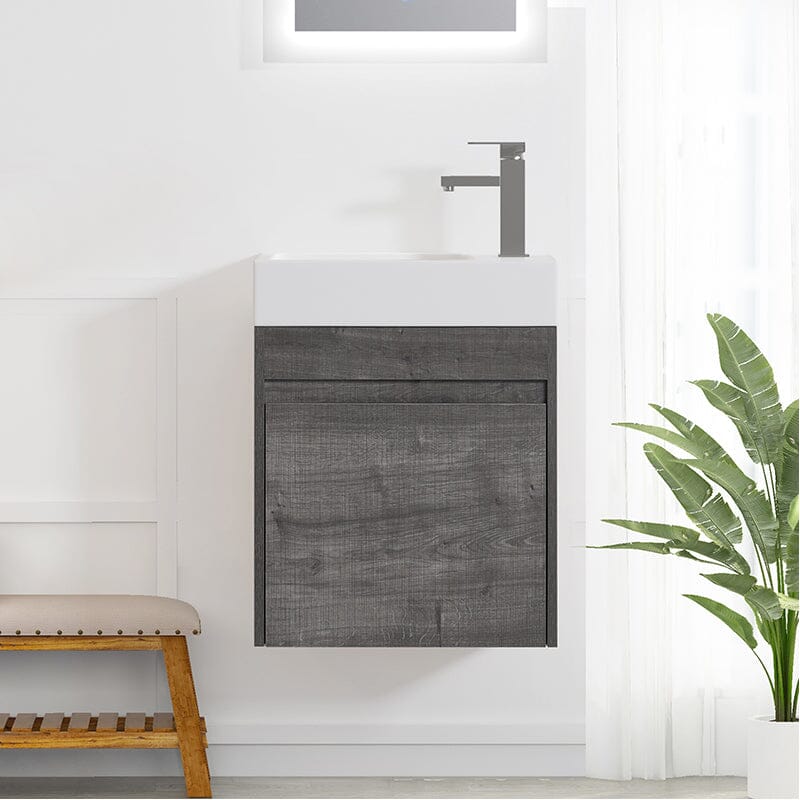 18'' Wall-Mounted Small Bathroom Vanity with White Resin Sink, Soft-Close Cabinet Door - Image 14