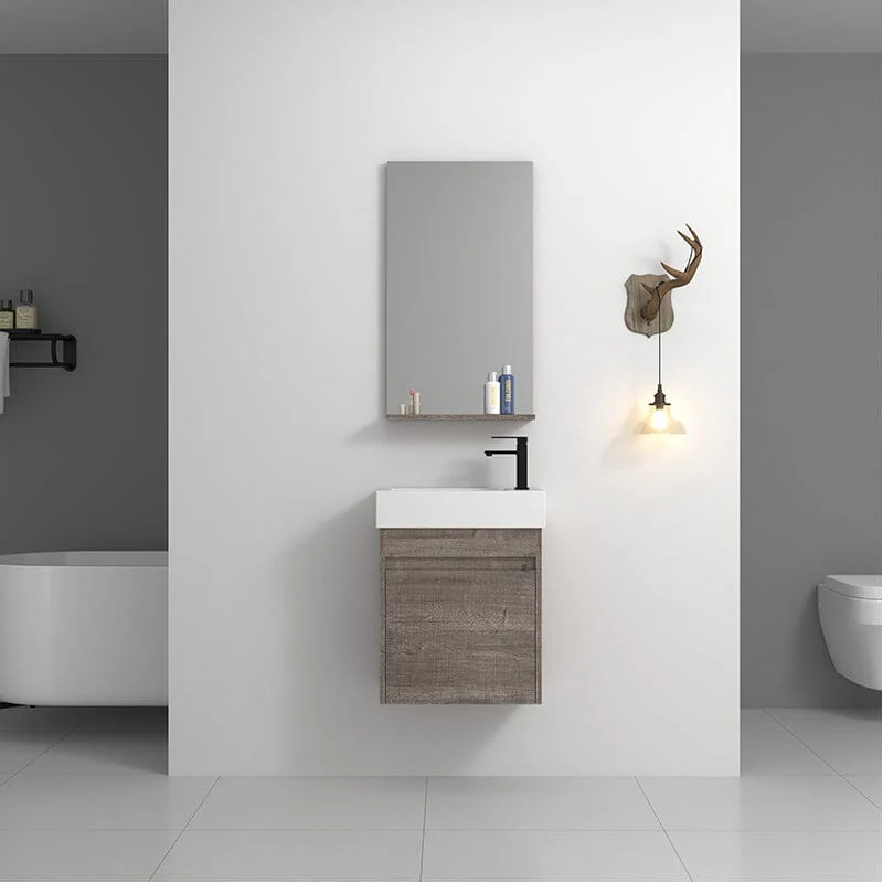 18'' Wall-Mounted Small Bathroom Vanity with White Resin Sink, Soft-Close Cabinet Door - Image 15