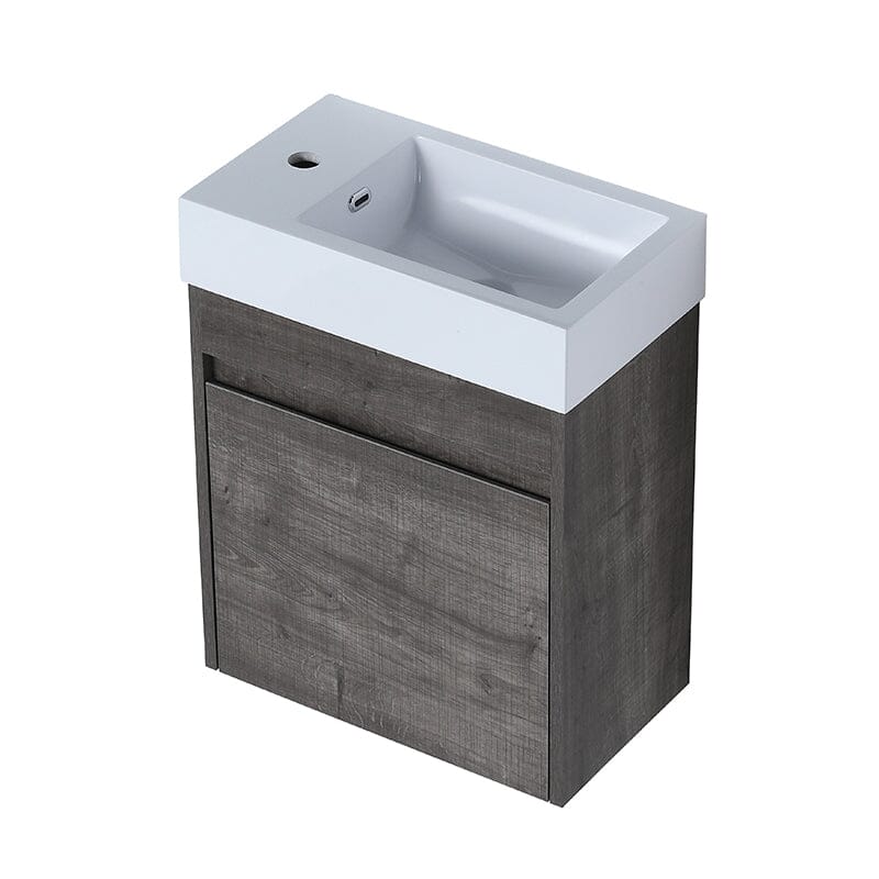 18'' Wall-Mounted Small Bathroom Vanity with White Resin Sink, Soft-Close Cabinet Door - Image 16