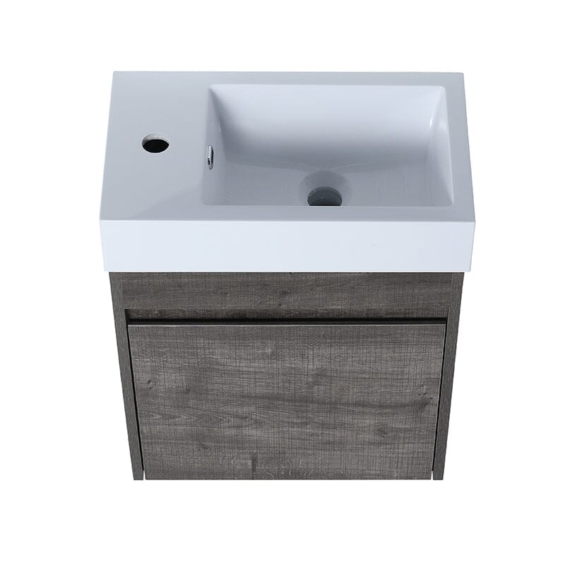 18'' Wall-Mounted Small Bathroom Vanity with White Resin Sink, Soft-Close Cabinet Door - Image 17