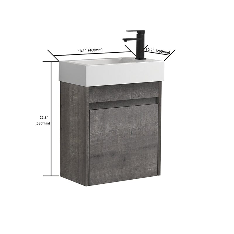 18'' Wall-Mounted Small Bathroom Vanity with White Resin Sink, Soft-Close Cabinet Door - Image 21
