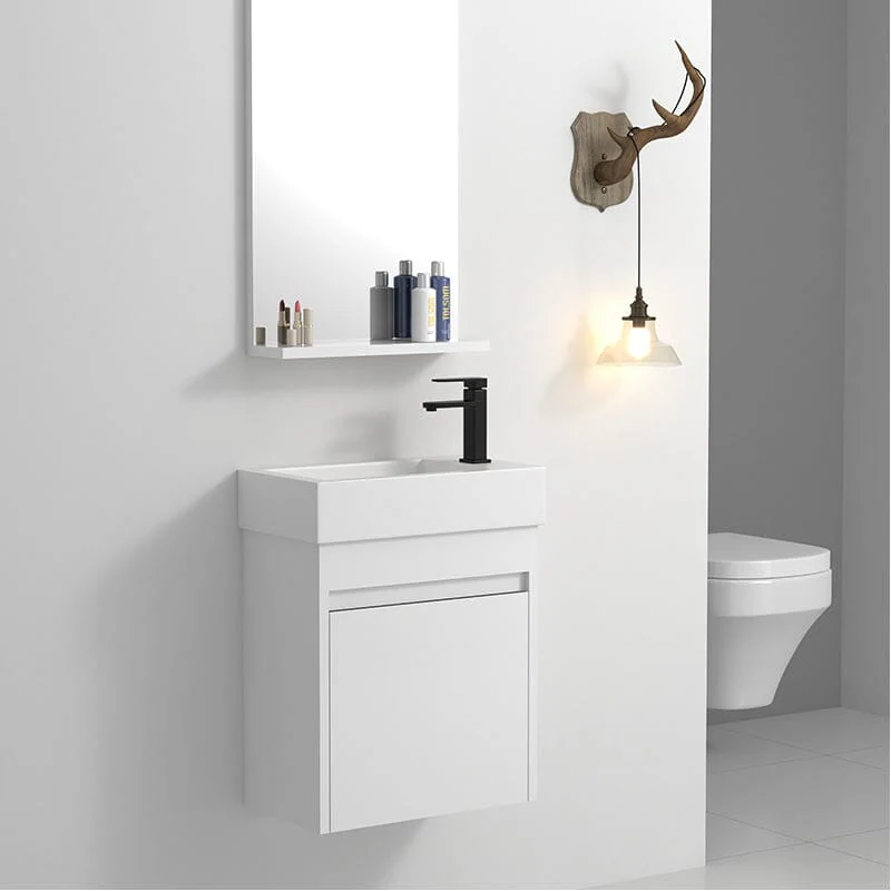 18'' Wall-Mounted Small Bathroom Vanity with White Resin Sink, Soft-Close Cabinet Door - Image 26