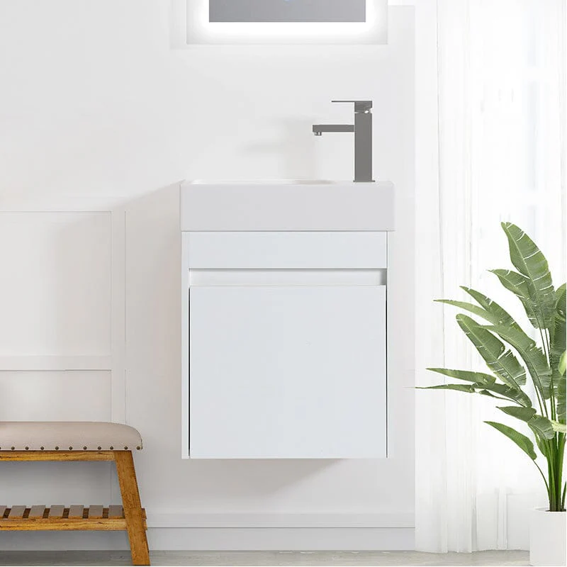 18'' Wall-Mounted Small Bathroom Vanity with White Resin Sink, Soft-Close Cabinet Door - Image 27