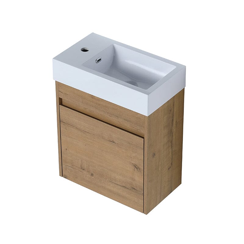 18'' Wall-Mounted Small Bathroom Vanity with White Resin Sink, Soft-Close Cabinet Door - Image 3
