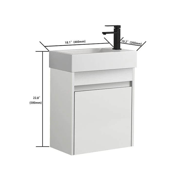 18'' Wall-Mounted Small Bathroom Vanity with White Resin Sink, Soft-Close Cabinet Door - Image 33