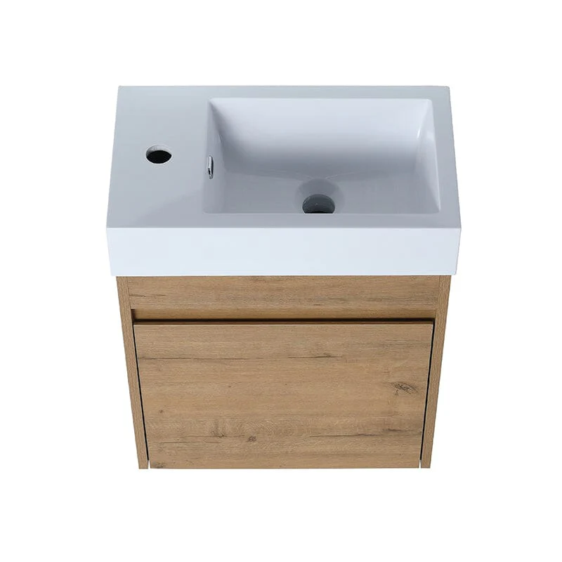 18'' Wall-Mounted Small Bathroom Vanity with White Resin Sink, Soft-Close Cabinet Door - Image 4