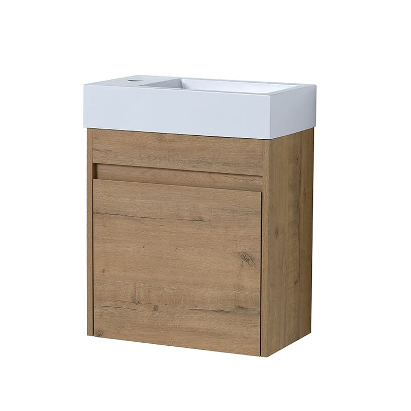18'' Wall-Mounted Small Bathroom Vanity with White Resin Sink, Soft-Close Cabinet Door - Image 5