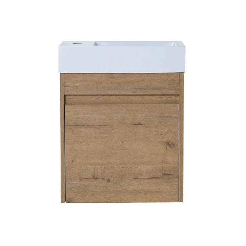18'' Wall-Mounted Small Bathroom Vanity with White Resin Sink, Soft-Close Cabinet Door - Image 6
