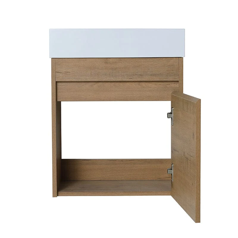 18'' Wall-Mounted Small Bathroom Vanity with White Resin Sink, Soft-Close Cabinet Door - Image 7