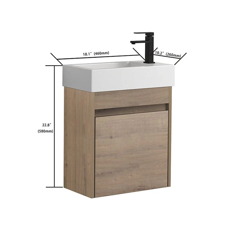 18'' Wall-Mounted Small Bathroom Vanity with White Resin Sink, Soft-Close Cabinet Door - Image 9