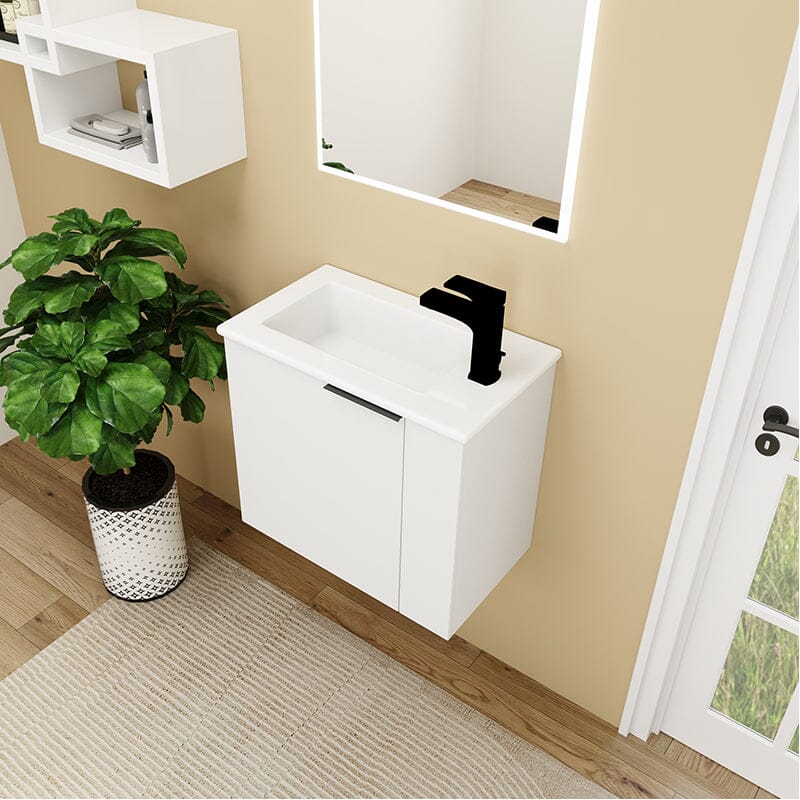 22 Inch Small Bathroom Vanity Cabinet with Sink Float Mounting Design, Soft Close Door - Image 37