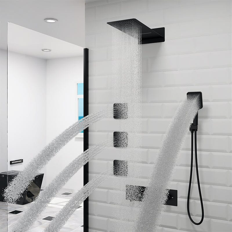 23'' Wall Mounted Waterfall Rain Shower System With 3 Body Sprays & Hand Shower - Image 2