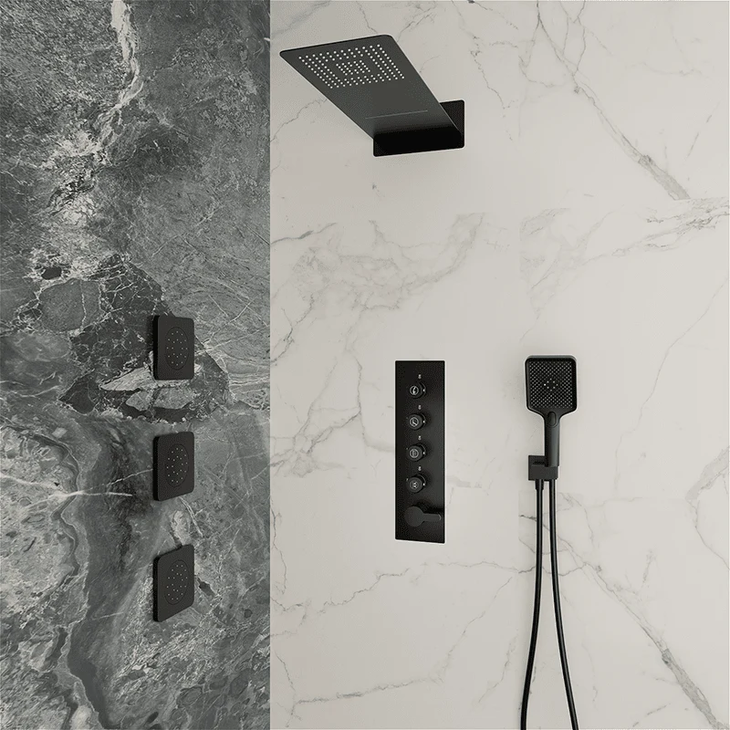 23'' Wall Mounted Waterfall Rain Shower System With 3 Body Sprays & Hand Shower - Image 9