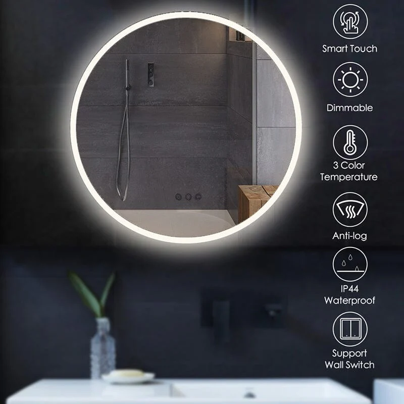 Acrylic LED Round Anti-fog Make Up Mirror For Bathroom or Bedroom - Image 4