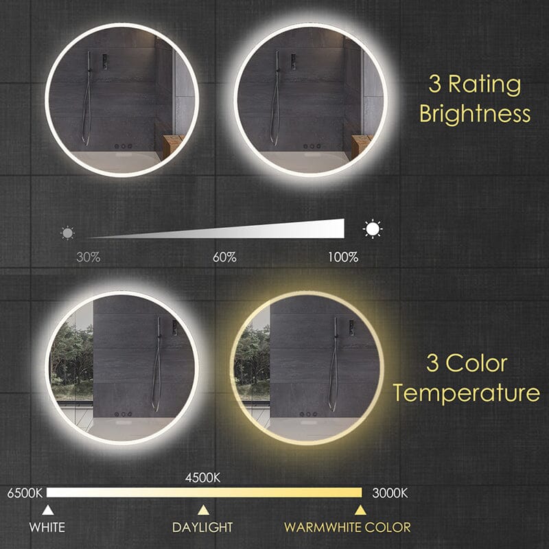 Acrylic LED Round Anti-fog Make Up Mirror For Bathroom or Bedroom - Image 5