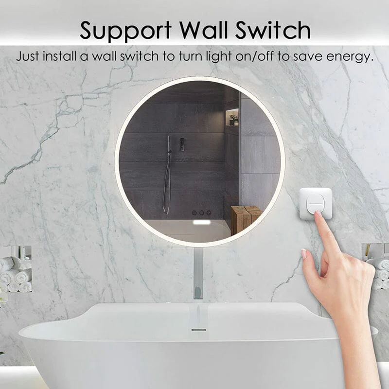 Acrylic LED Round Anti-fog Make Up Mirror For Bathroom or Bedroom - Image 7