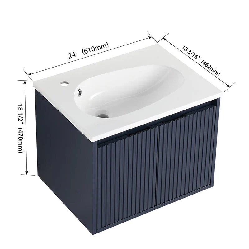 24" Floating Small Bathroom Vanity with Drop-Shaped Resin Sink - Image 12