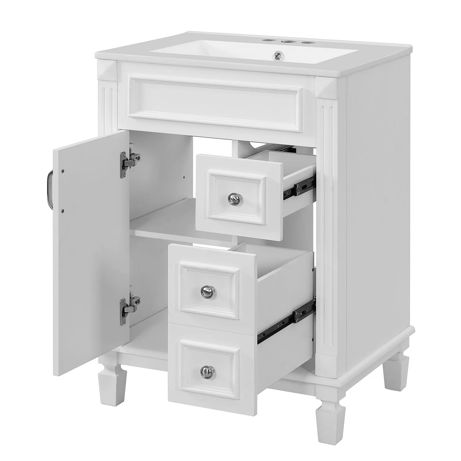 24" Freestanding Bathroom Vanity Storage Cabinet with Ceramic Sink - Image 10