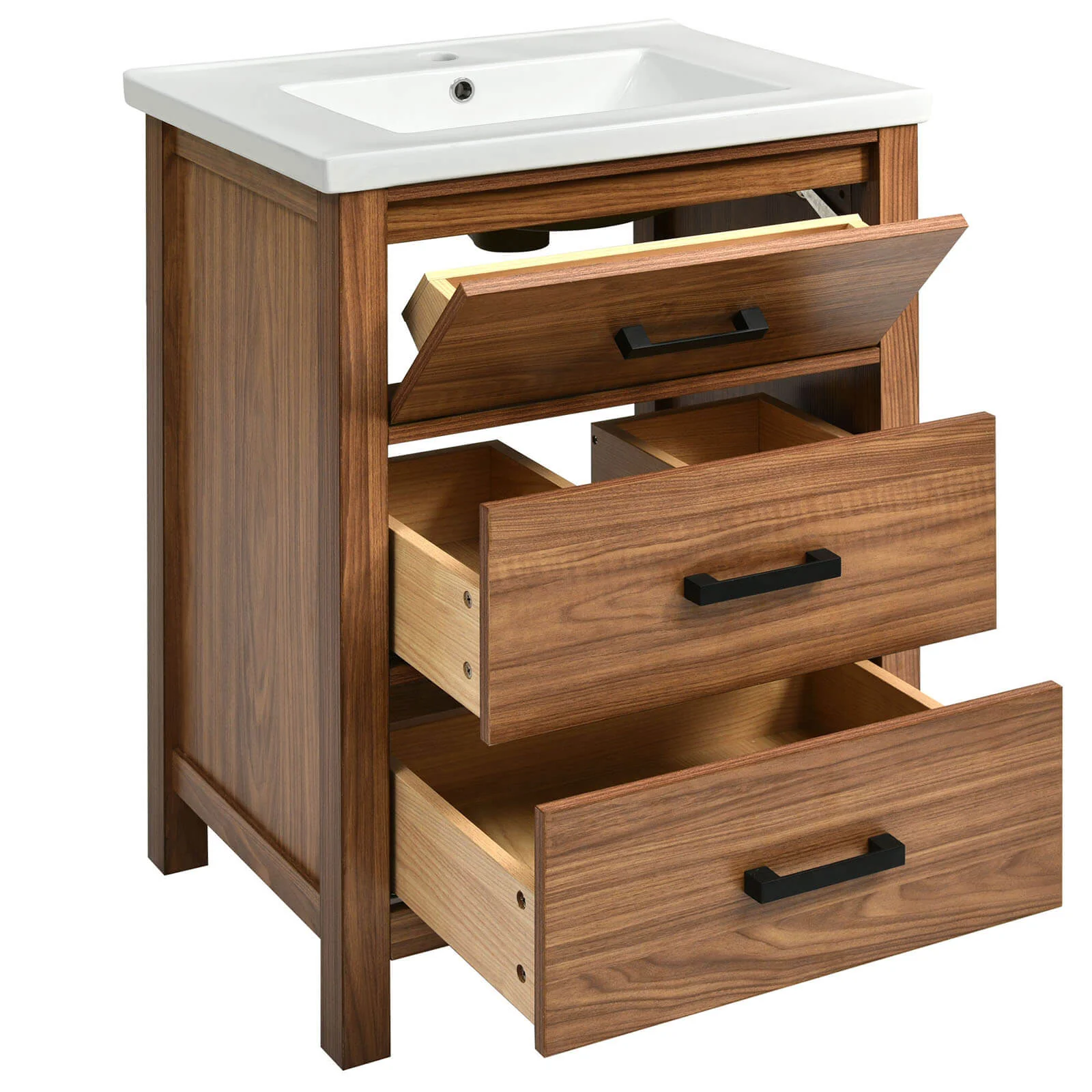 24" Natural Wood Bathroom Vanity with 3 Drawers - Image 11