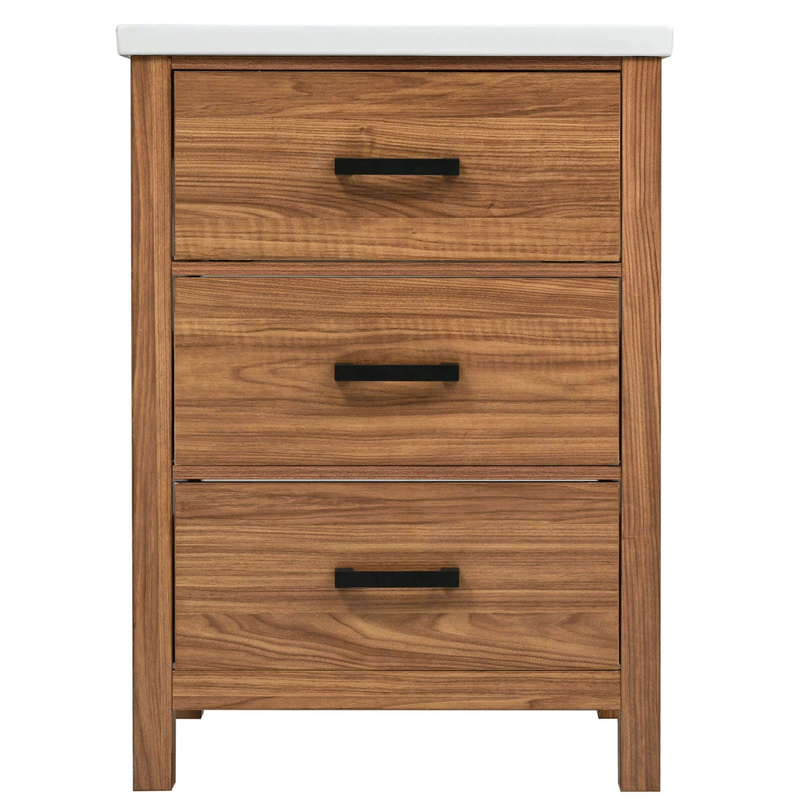 24" Natural Wood Bathroom Vanity with 3 Drawers - Image 8