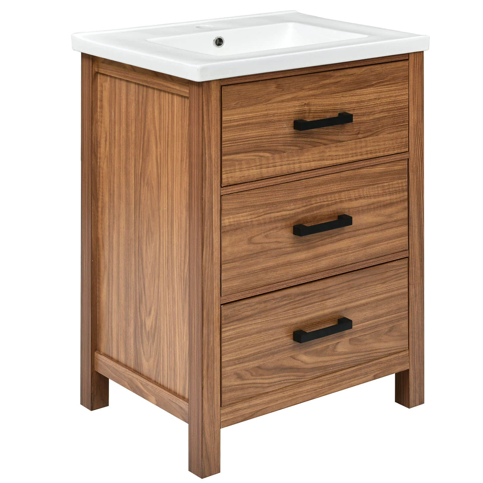 24" Natural Wood Bathroom Vanity with 3 Drawers - Image 9