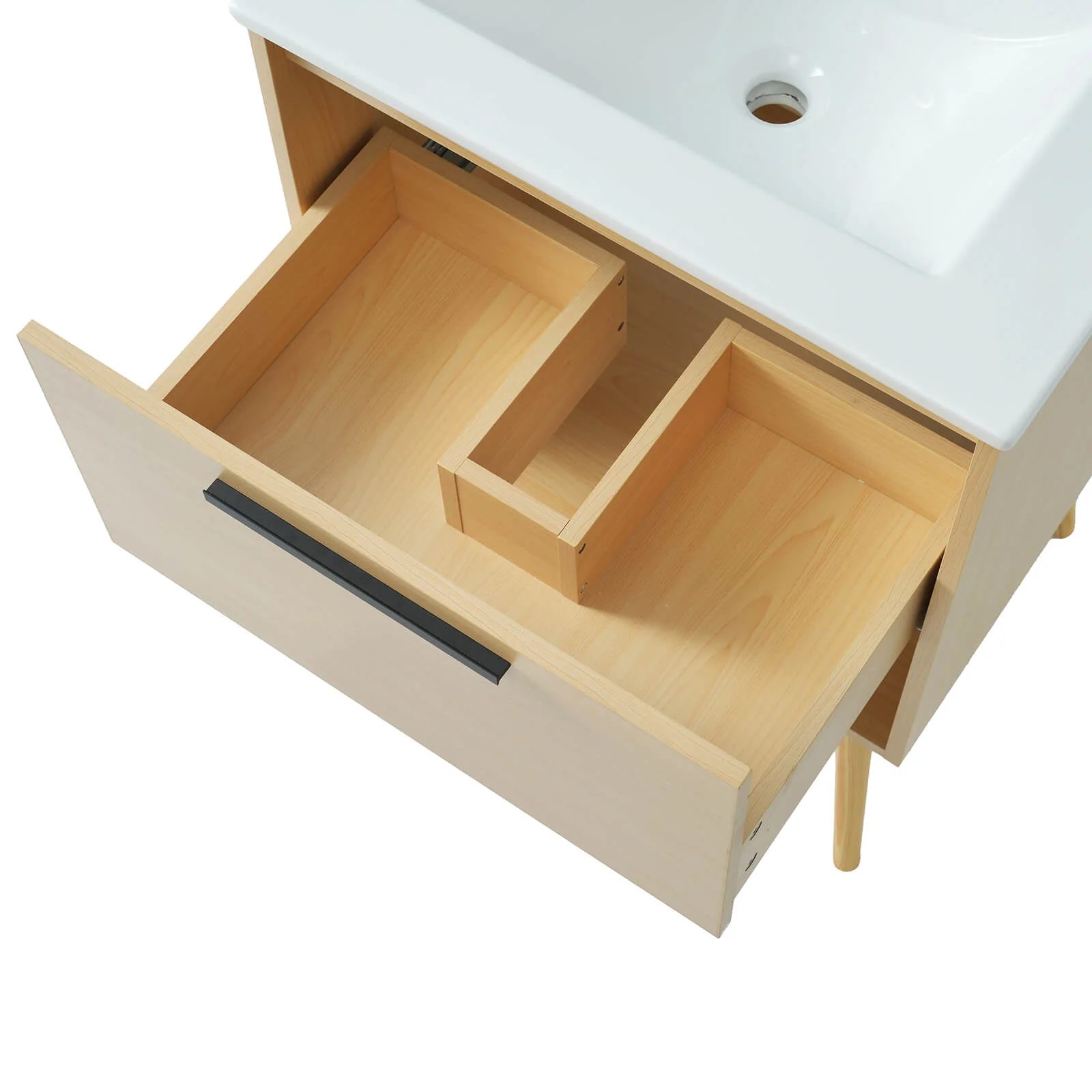 24" Scandinavian Bathroom Vanity with Open Storage - Image 10