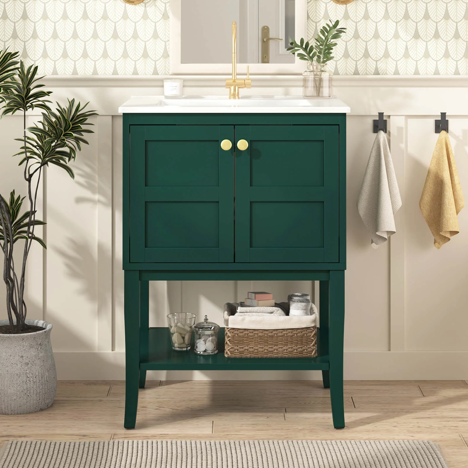 24" Single Hole Ceramic Basin Bathroom Vanity
