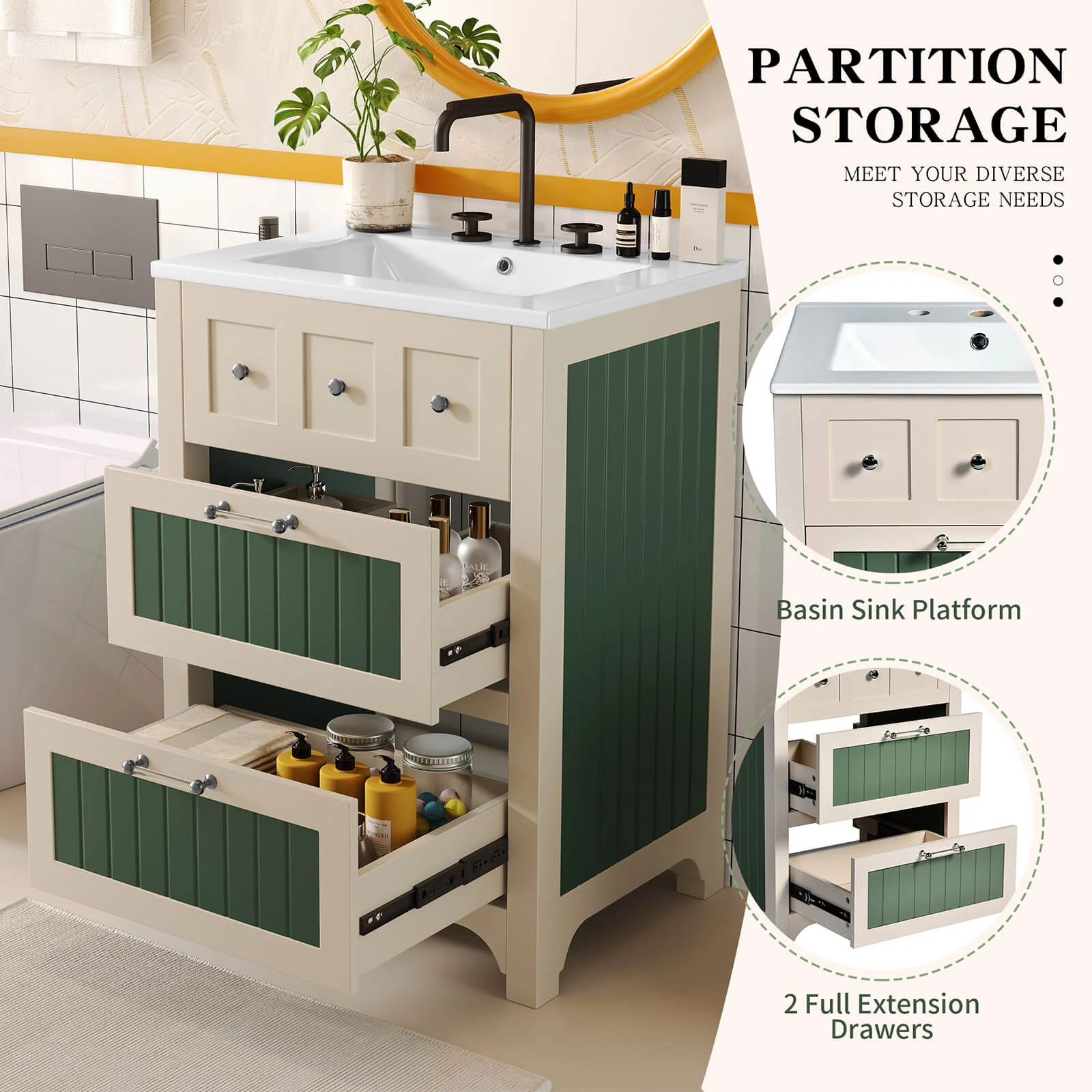 24" Two-Tone Design Bathroom Vanity - Image 3