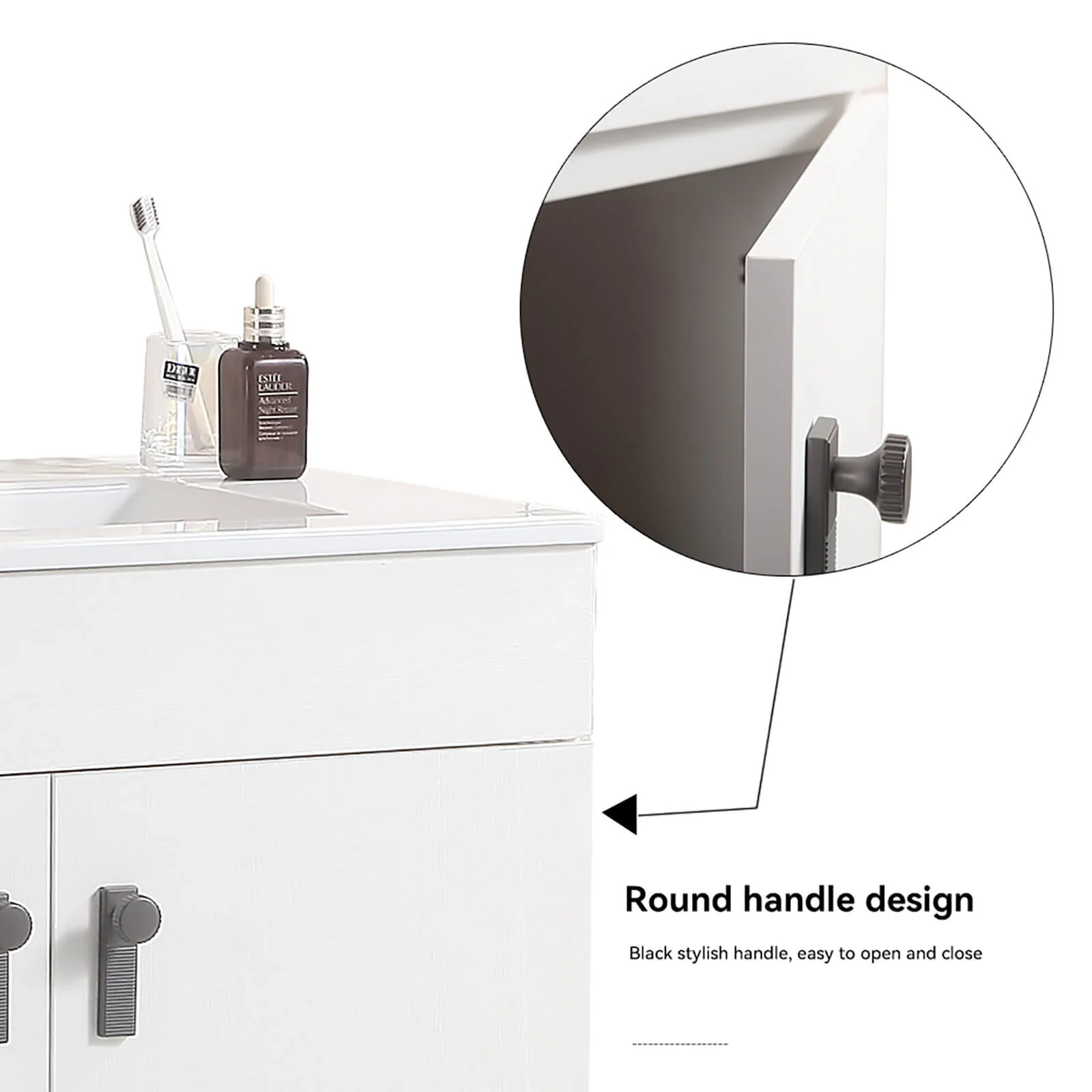 24" White Freestanding Bathroom Vanity with Metal Legs - Image 5