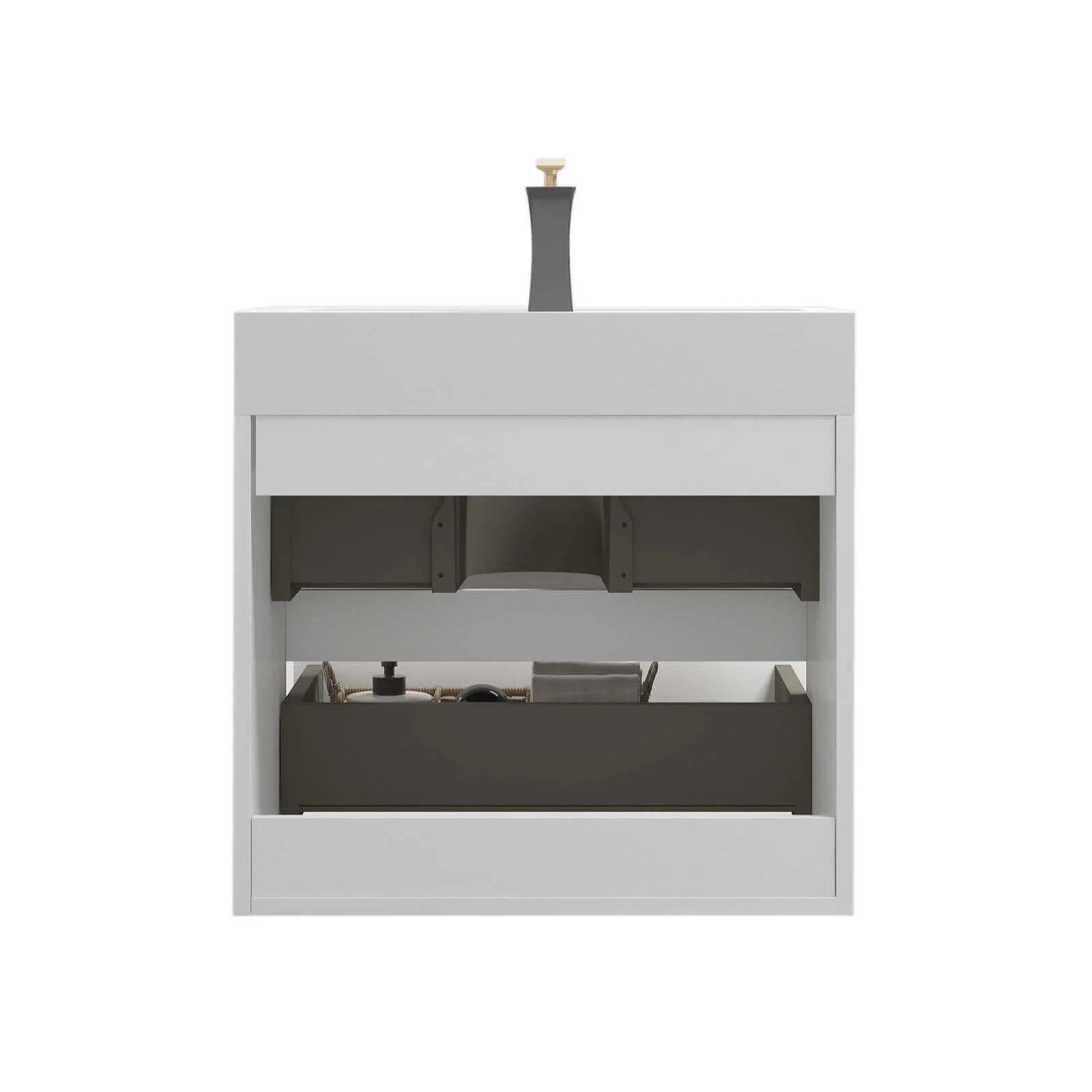 24" White Modern Floating Vanity with 2 Drawers - Image 8