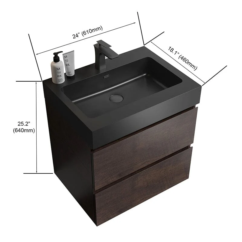24" Bathroom Vanity with Sink Wall-Mounted Floating One-Piece Sink Cabinet - Image 12