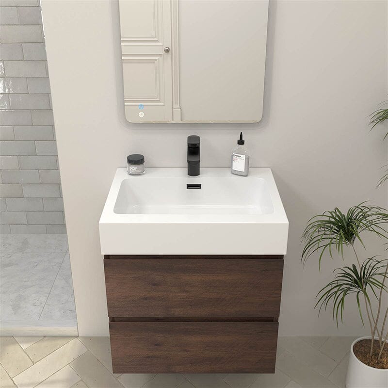 24" Bathroom Vanity with Sink Wall-Mounted Floating One-Piece Sink Cabinet - Image 17