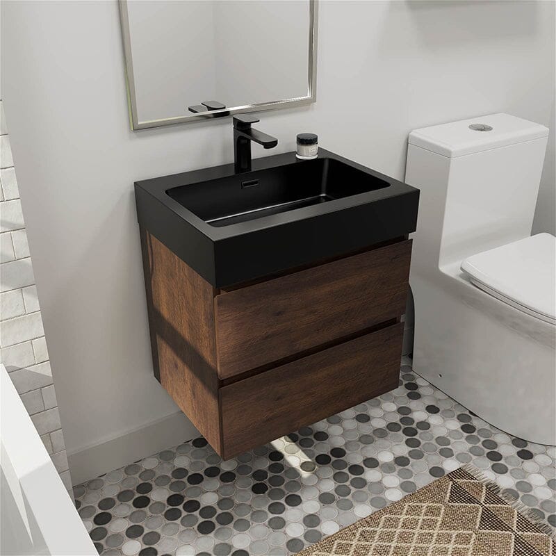 24" Bathroom Vanity with Sink Wall-Mounted Floating One-Piece Sink Cabinet - Image 3