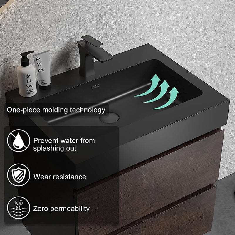 24" Bathroom Vanity with Sink Wall-Mounted Floating One-Piece Sink Cabinet - Image 8