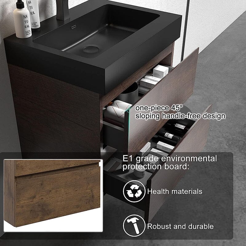 24" Bathroom Vanity with Sink Wall-Mounted Floating One-Piece Sink Cabinet - Image 9