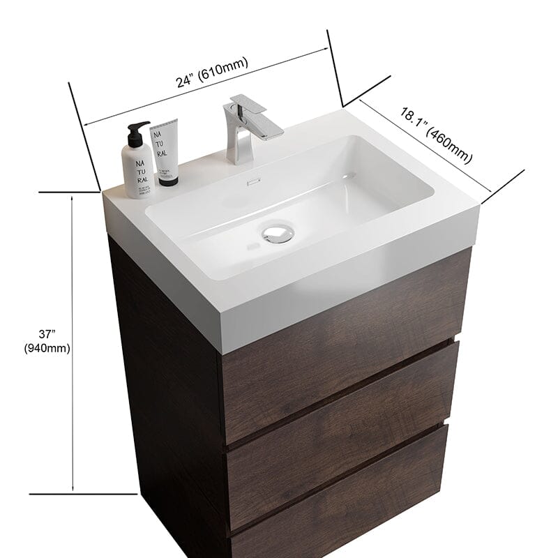 24" Bathroom Vanity with Sink Floor-Mounted One-Piece Sink Cabinet - Image 24