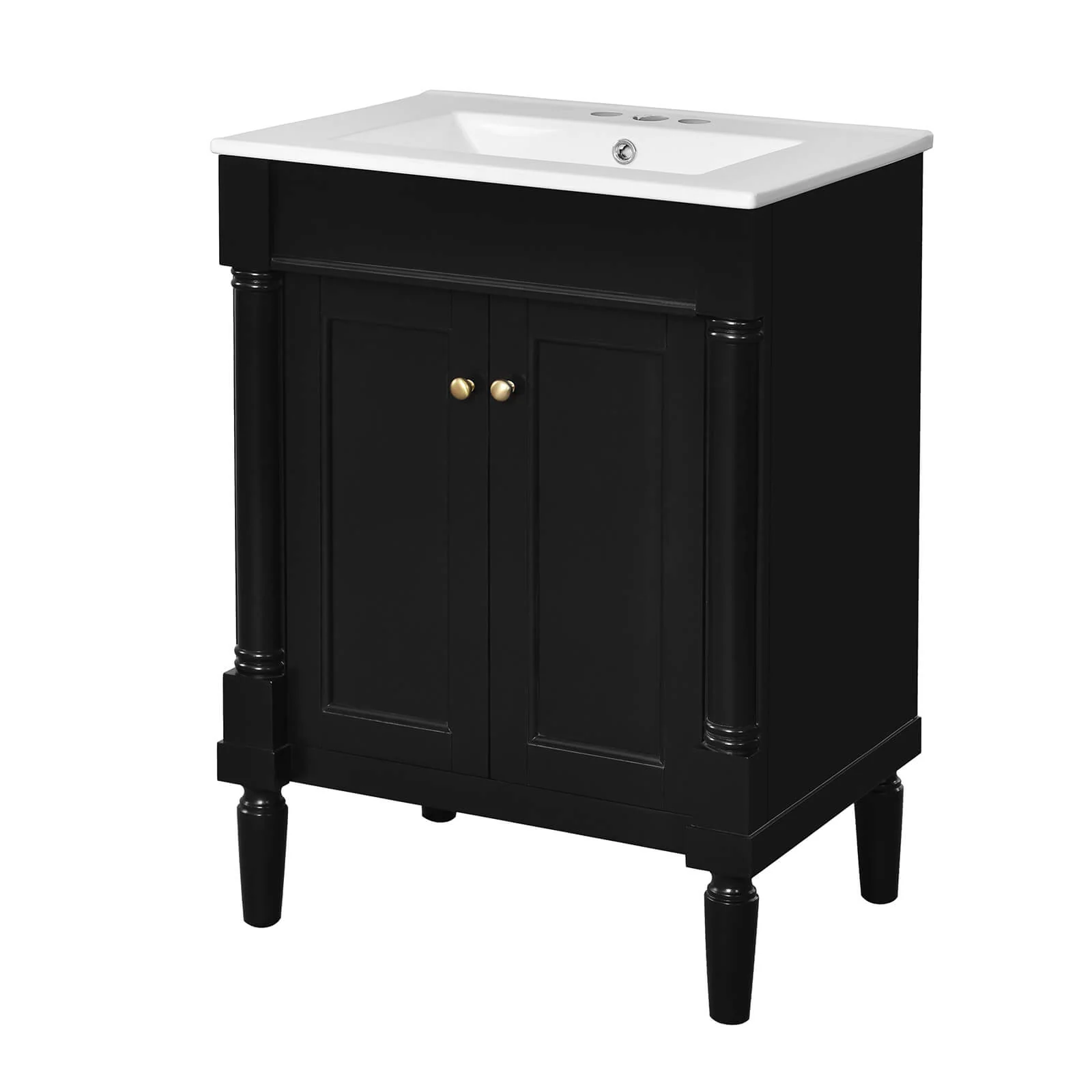 24" Black Mid-Century Modern Style Bathroom Vanity - Image 6