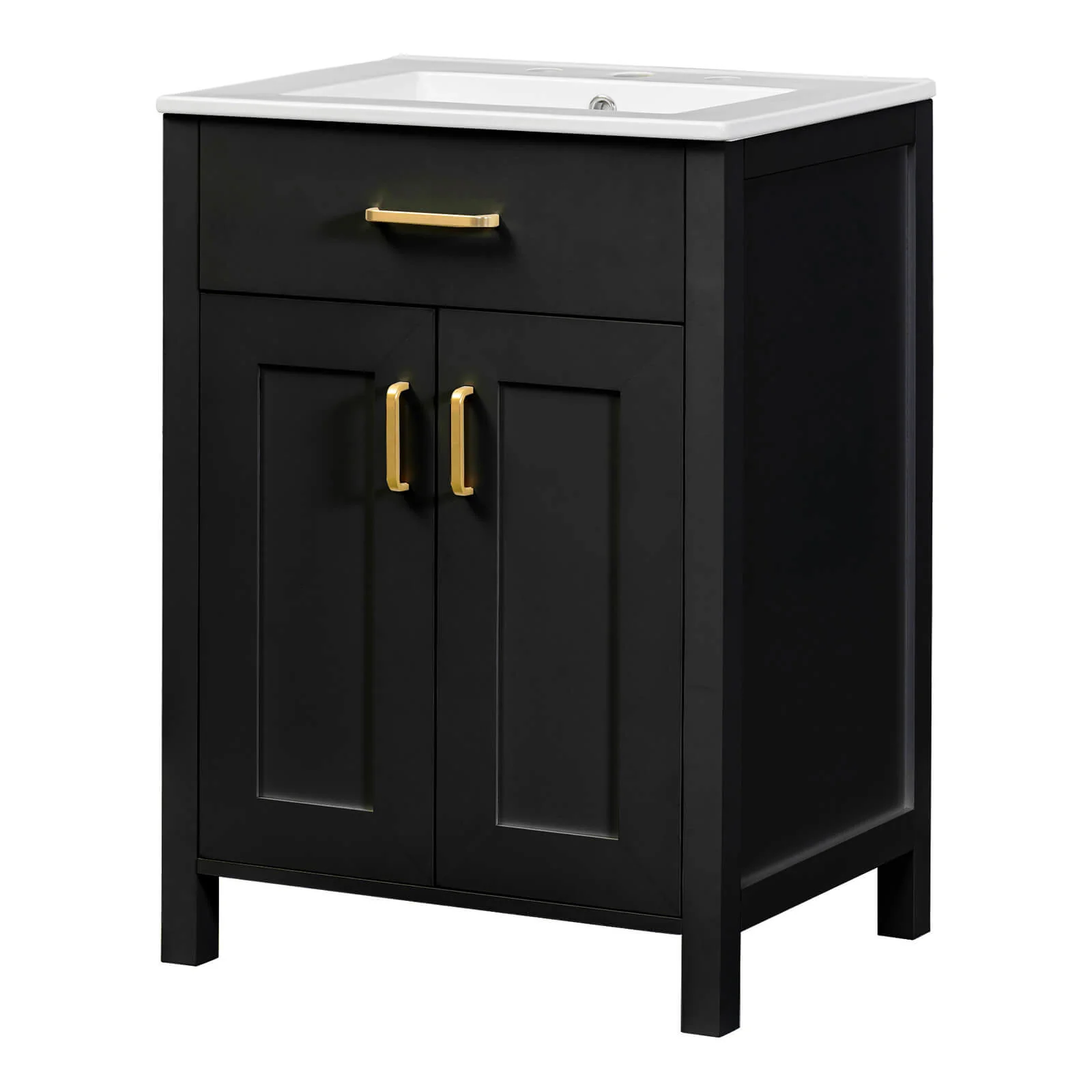24" Black Vanity with Built-In Rack Inside the Door - Image 11